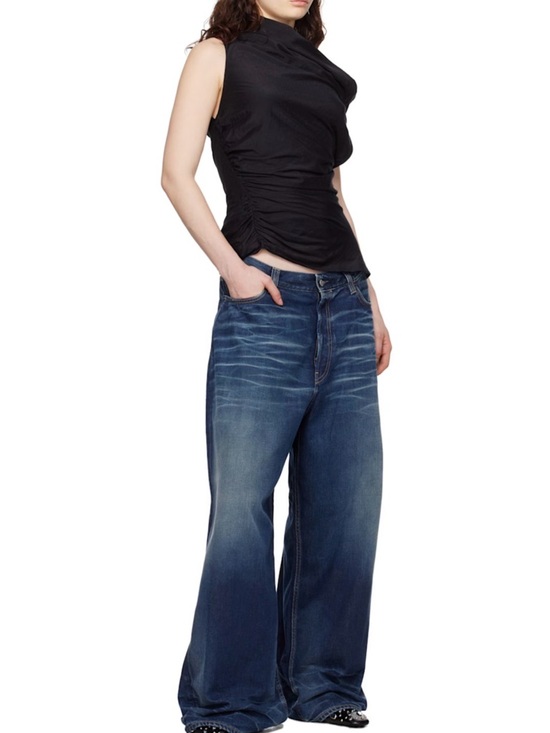 Acne Studios Denim - Acne Studios 2023M FN Dark Blue Washed Baggy-Fit and Wide-leg Jeans Size 44